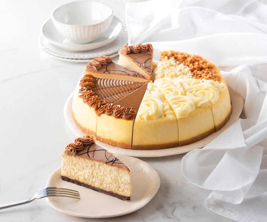 Winter Cheesecake Sampler - Caramel, White Rosette, Cappuccino, Amaretto